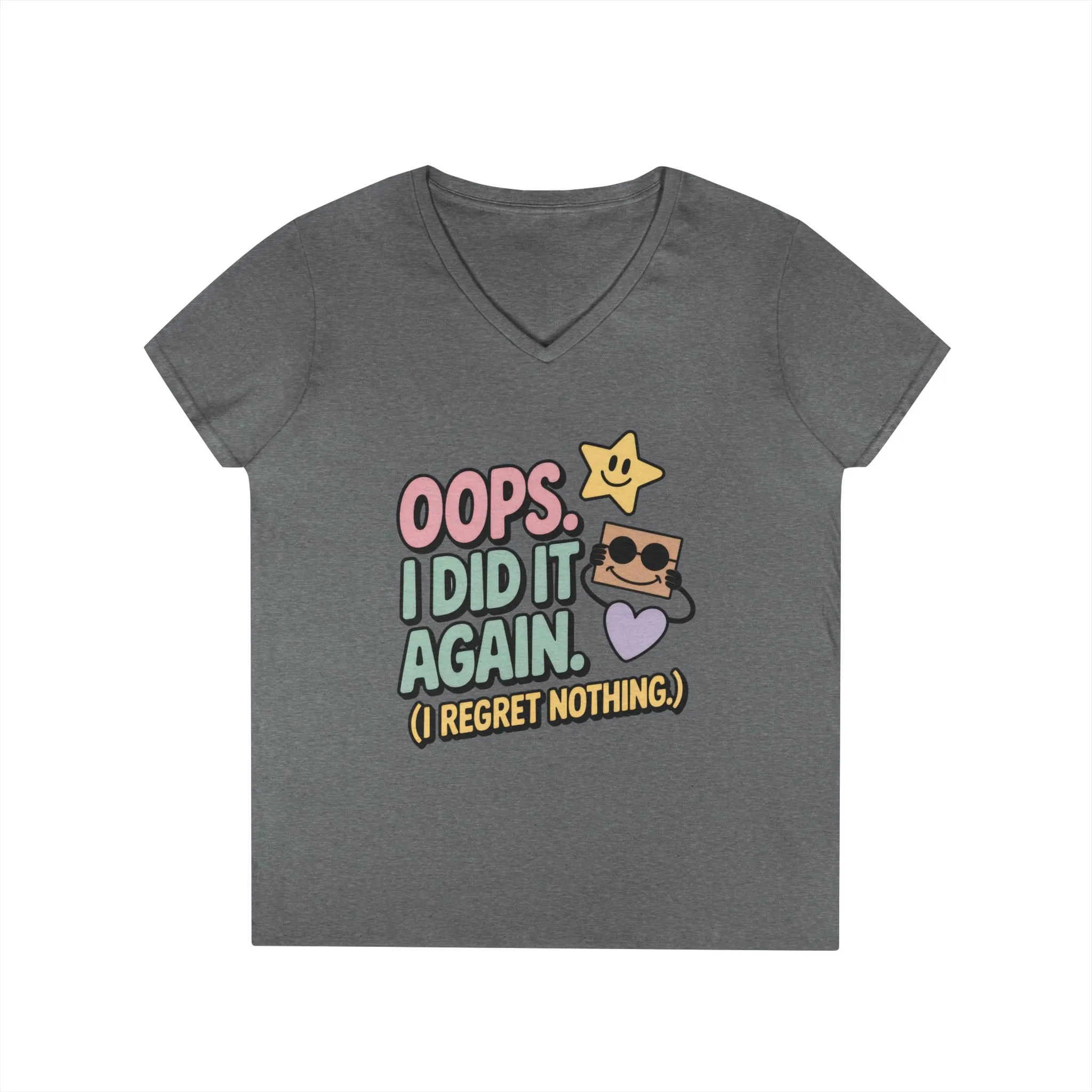 Oops! I Did It Again Ladies' V-Neck T-Shirt, Fun Casual Tee, Perfect Gift, Casual Statement Wear, Positive Message Women's T-Shirt - Image 6