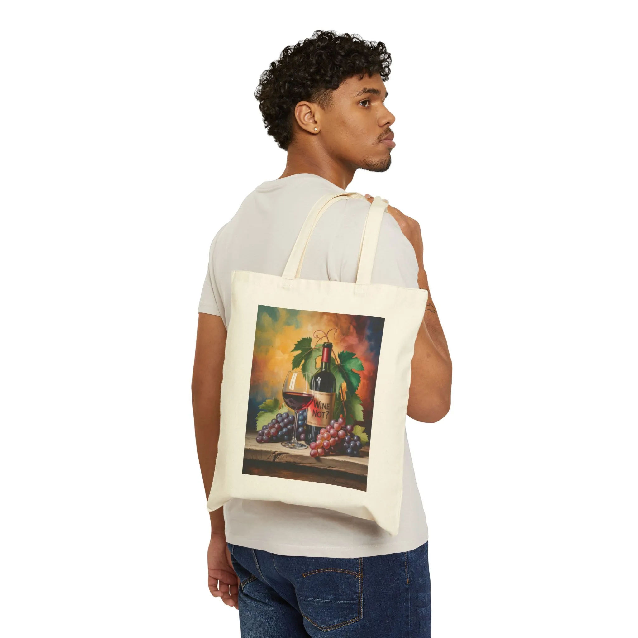 Wine Not Canvas Tote Bag, Eco-Friendly Grocery Bag, Wine Lover Gift, Reusable Shopping Tote, Vintage Art Design, Perfect for Every Occasion - Image 9
