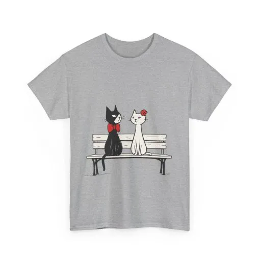 Cute Cat Lovers Tee, Unisex Heavy Cotton Tee for Pet Owners, Funny Cat Shirt, Gift for Cat Lovers, Casual T-Shirt, Animal Art Tee - Image 8
