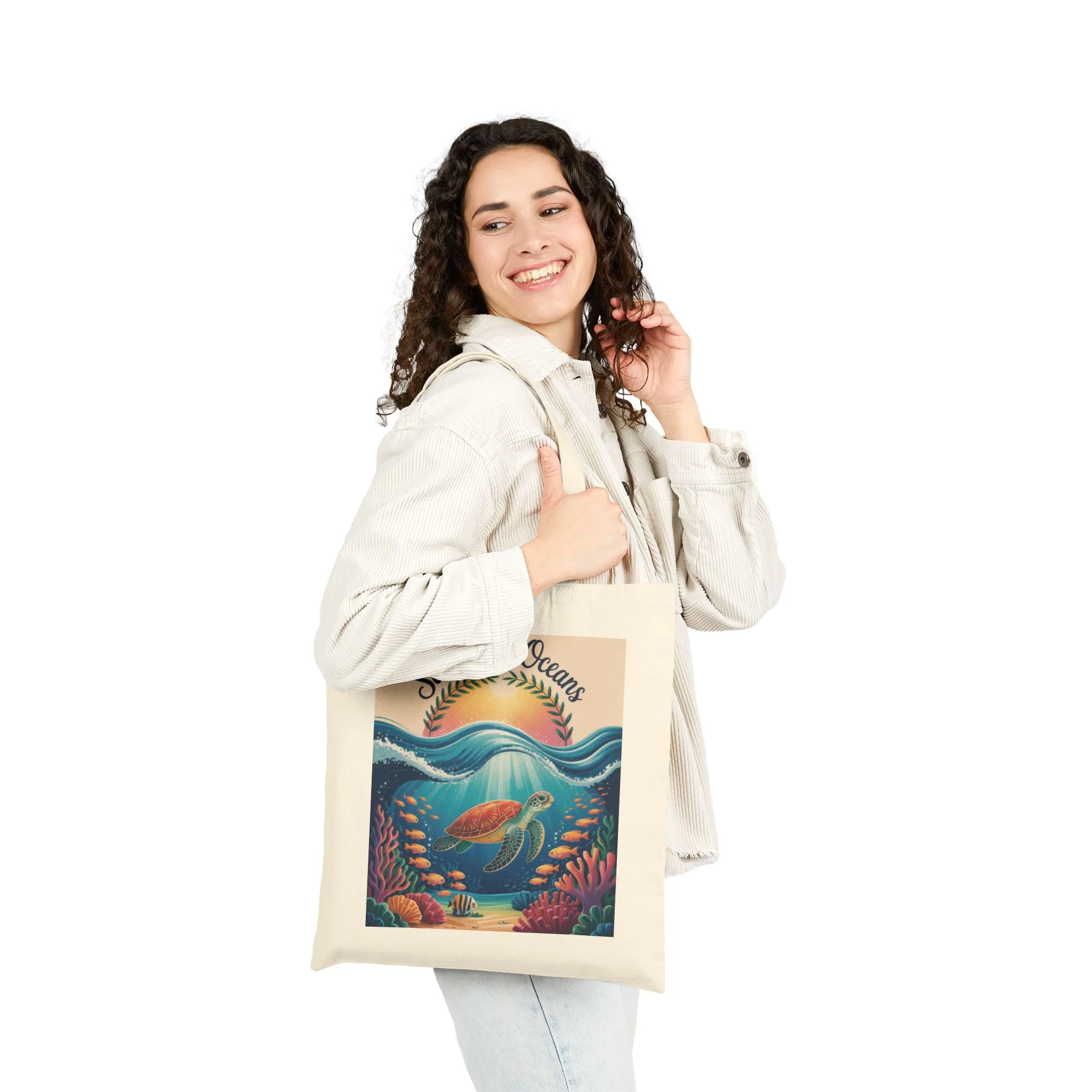 Eco-Friendly Ocean Conservation Tote Bag, Reusable Grocery Bag, Beach Bag, Gift for Ocean Lovers, Summer Accessories - Image 2