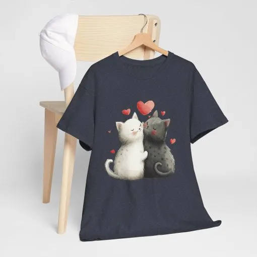 Cute Cat Love T-Shirt, Adorable Feline Couple Tee, Gift for Cat Lovers, Valentine's Day Shirt, Cozy Everyday Wear, Cat Mom T-Shirt - Image 21