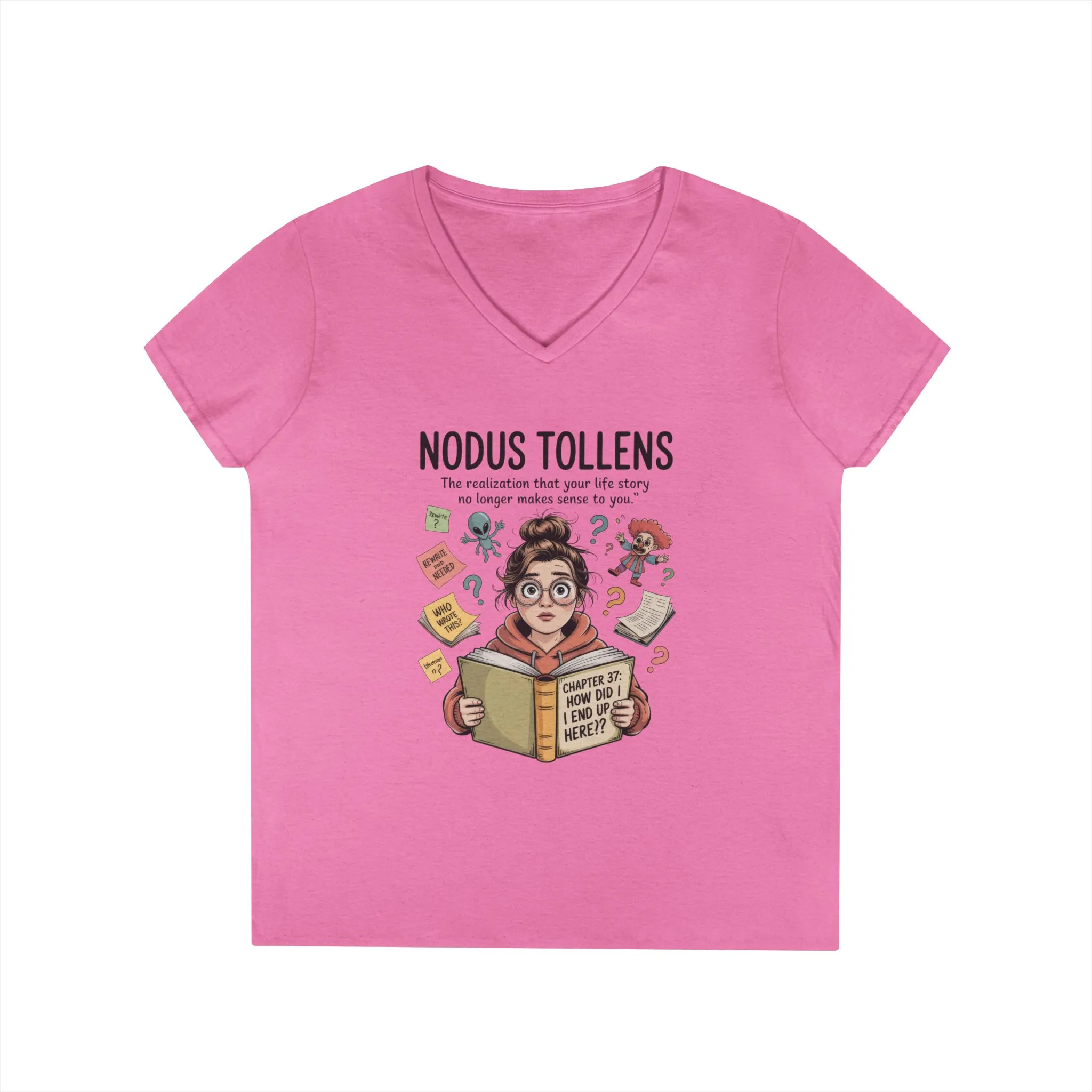 Nodus Tollens V-Neck T-Shirt, Women's Heavy Cotton Shirt, Latin Words, Moods & Modes, Self-Awareness, Quirky Humor Shirt - Image 22