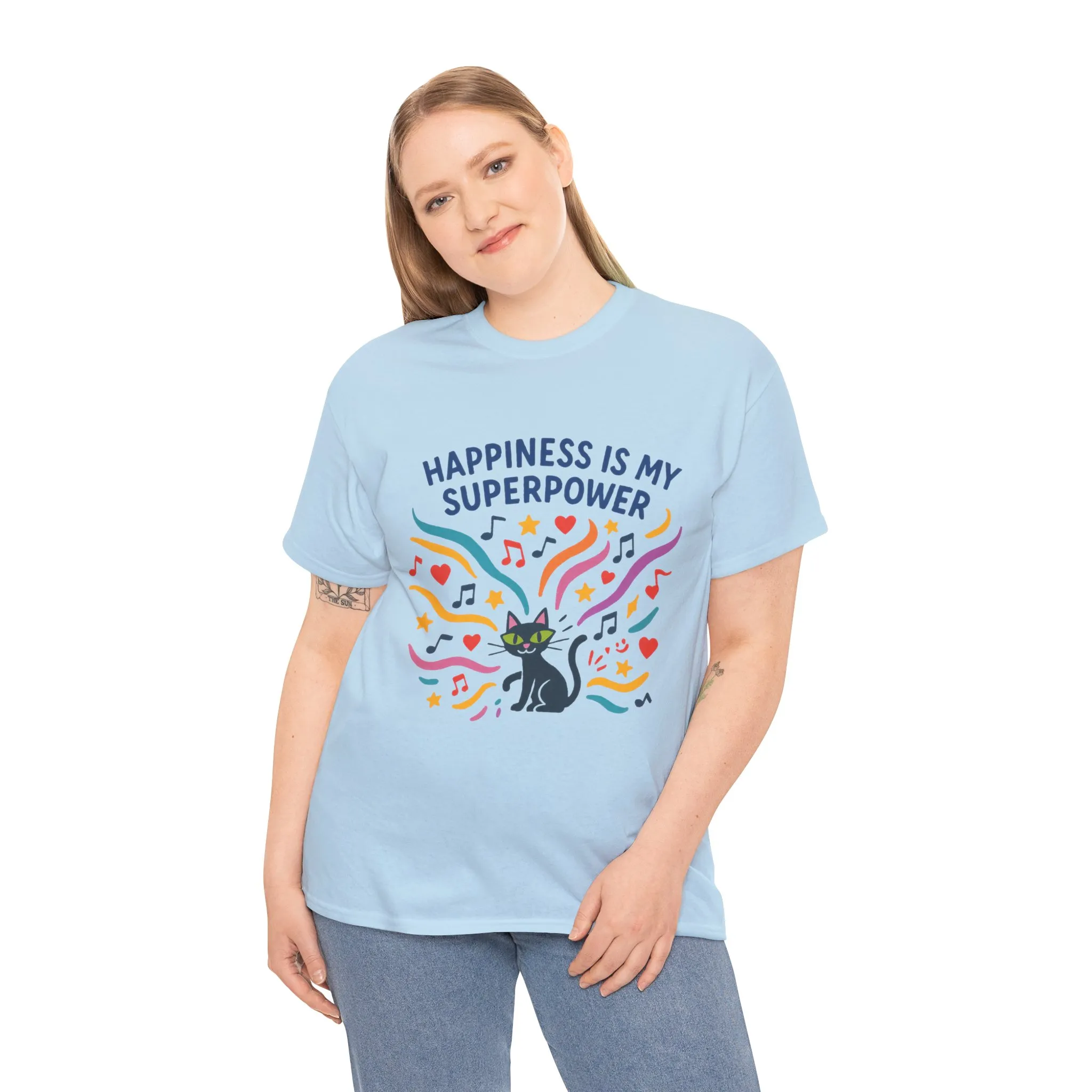 Happiness is My Superpower Tee - Fun Unisex Cotton T-Shirt, Gift for Cat Lovers, Cute Pet Apparel, Everyday Wear, Positive Vibes - Image 20
