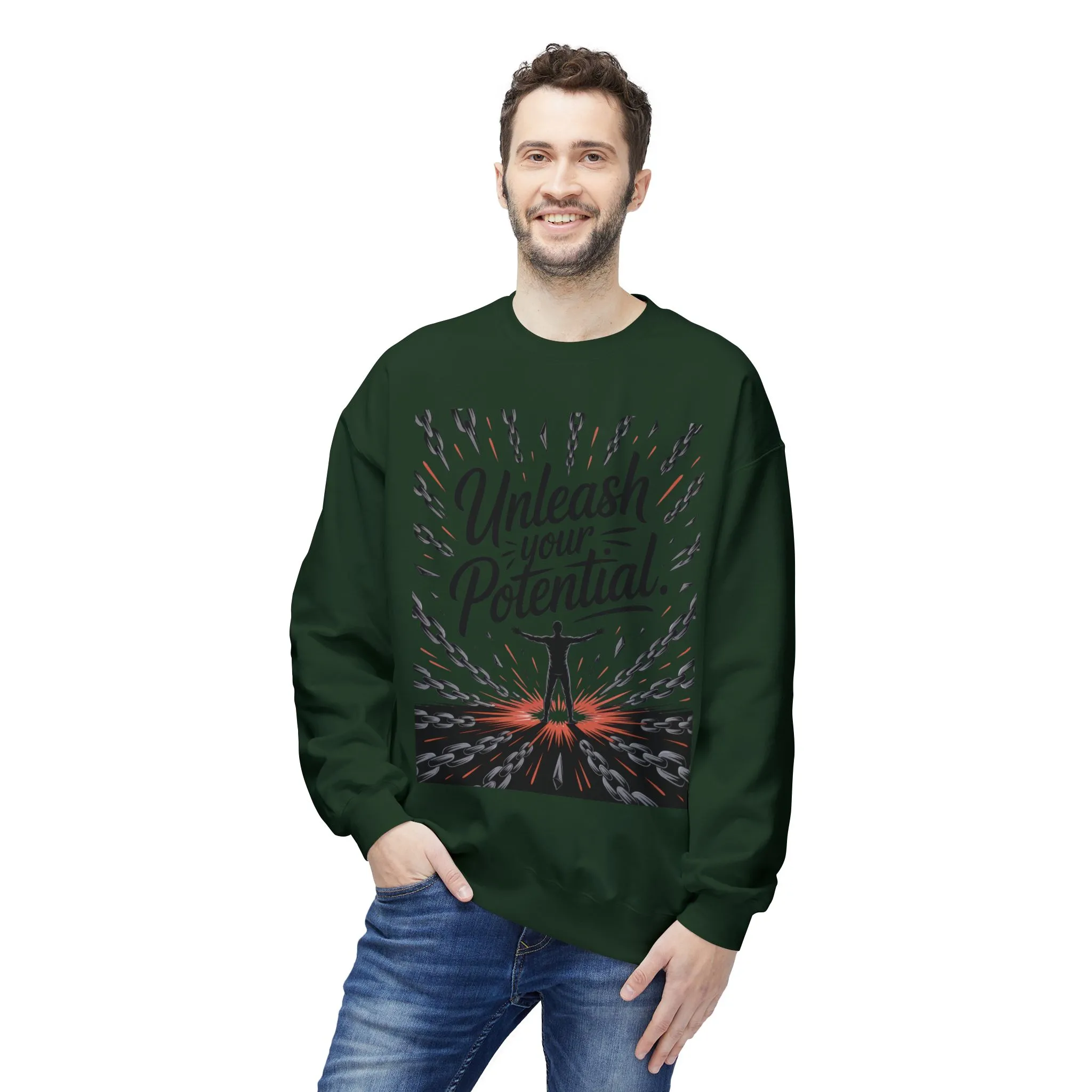 Unleash Your Potential Men s Sweatshirt, Motivational Crewneck, Inspirational Gift For Men, Gift for Graduates, Personal Growth Apparel - Image 7