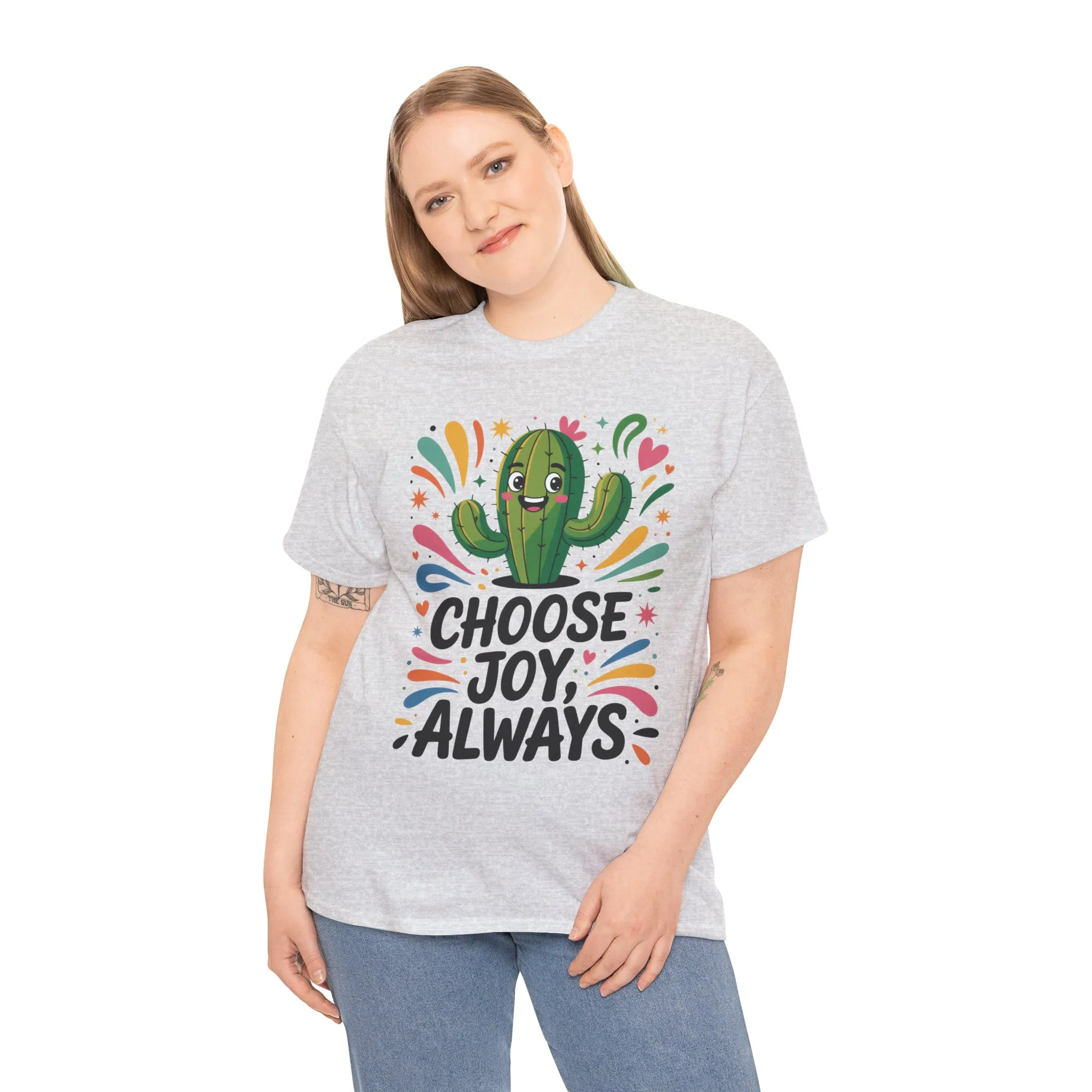 Choose Joy Always Cactus Women's Tee, Women's Casual T-Shirt, Happy Vibes Apparel, Positive Quote Shirt, Joyful Statement Tee - Image 29