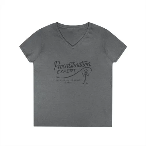 Procrastination Expert V-Neck T-Shirt, Funny Gift for Students, Lazy Days, Work from Home, Relaxing Apparel, Humor Shirt - Image 8