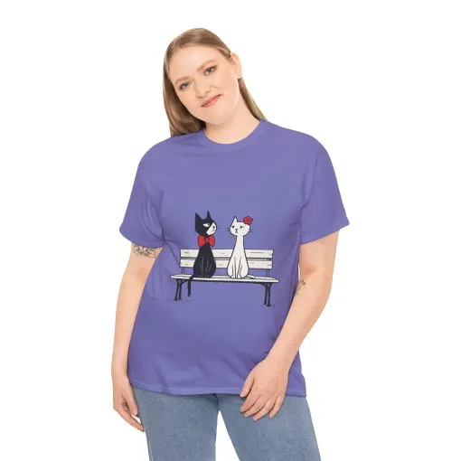 Cute Cat Lovers Tee, Unisex Heavy Cotton Tee for Pet Owners, Funny Cat Shirt, Gift for Cat Lovers, Casual T-Shirt, Animal Art Tee - Image 3