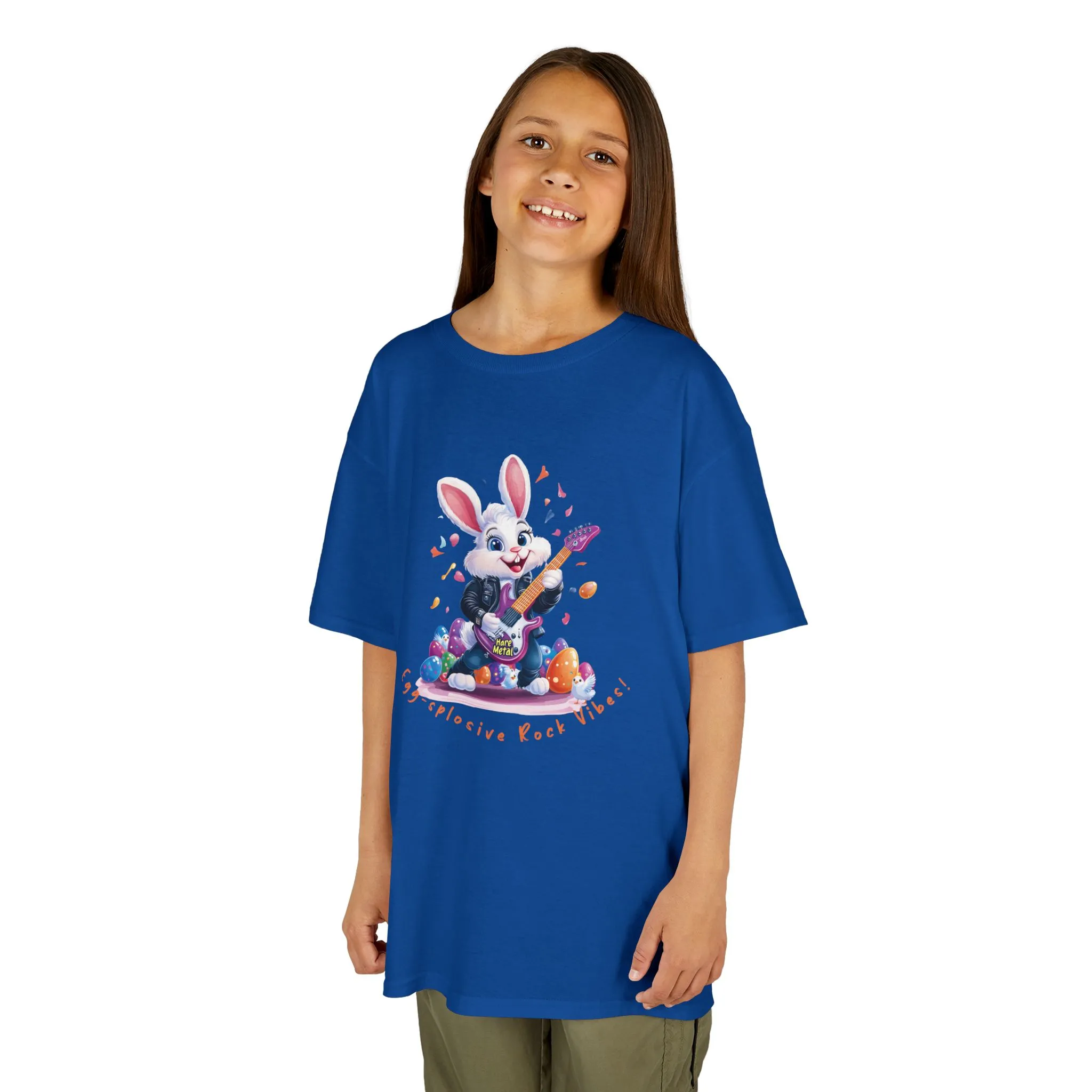 Explosive Rock Vibes Kids Tee - Fun Bunny Graphic T-Shirt for Young Rockstars, Gift for Easter, Rock Star Easter Bunny - Image 13