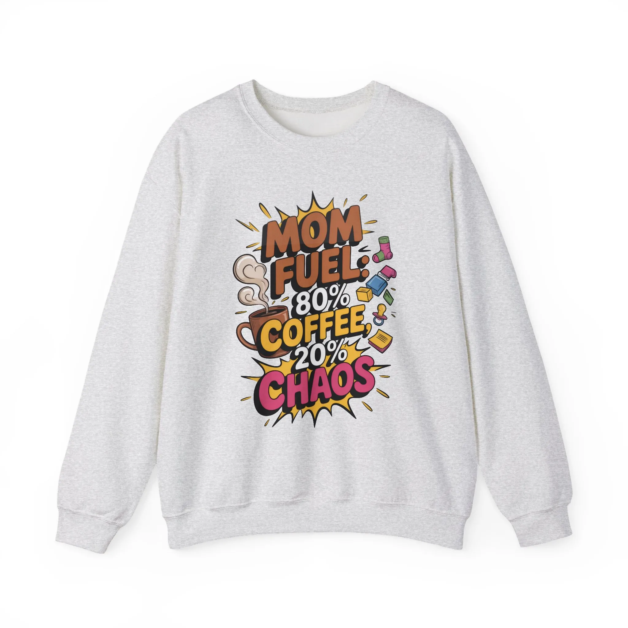 Funny Mom Fuel Sweatshirt, Perfect Gift for Moms, Chaos & Caffeine, Mother's Day Apparel, Funny Tired Mom Life Sweatshirt, Coffee Loving Mom - Image 24