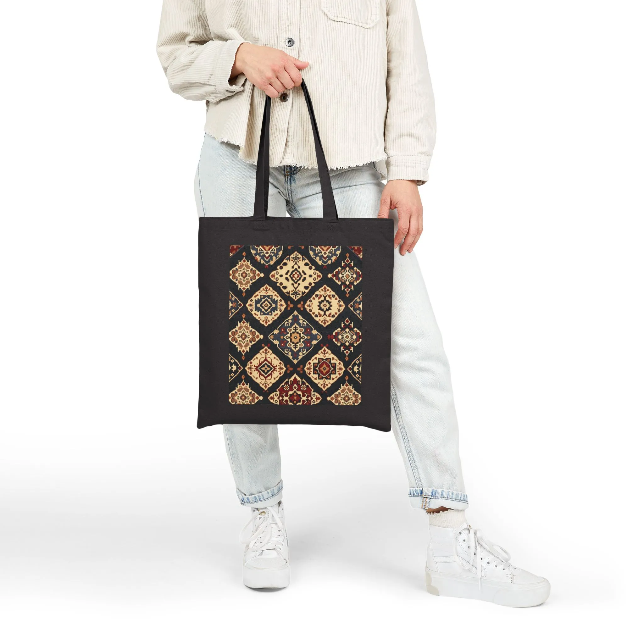 Bohemian Pattern Cotton Canvas Tote Bag, Eco-Friendly Shopping Bag, Art Tote, Beach Bag, Gift for Her, Market Tote - Image 9