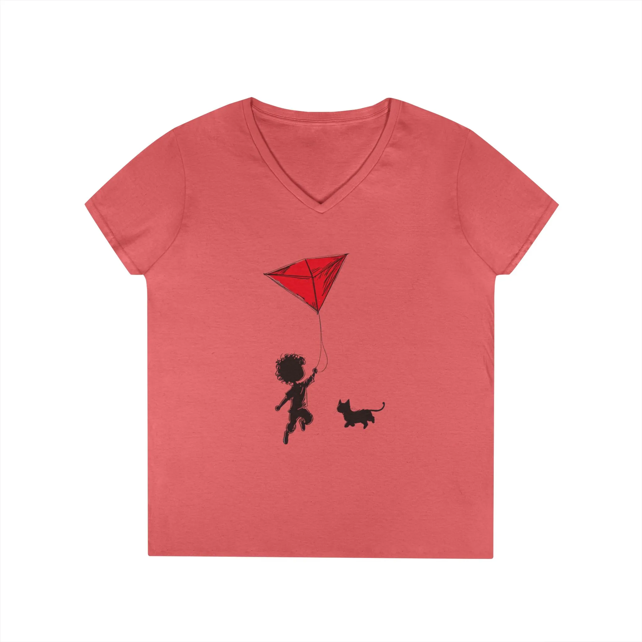 Cat Lover Girls' V-Neck T-Shirt, Gift for Birthday, Cat Lover T-Shirt, Cat Mom Gift, Gift for Kids and Animal Lovers - Image 4