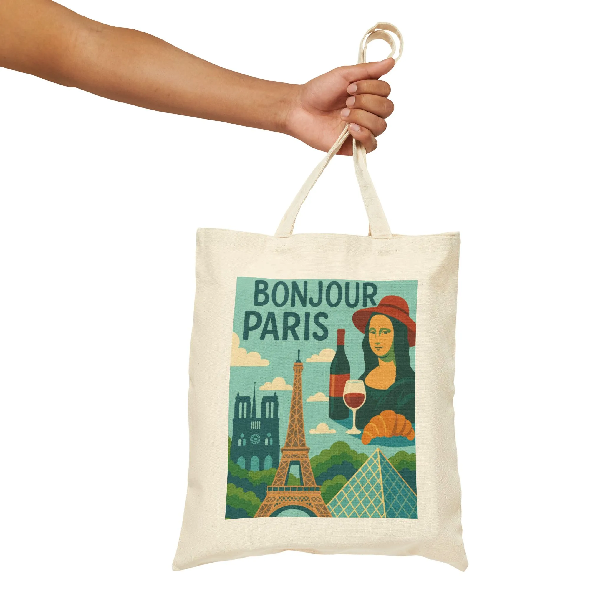 Bonjour Paris Tote Bag, Eco-Friendly Cotton Bag for Shopping, Travel, Gifts, Beach, and Everyday Use - Image 5