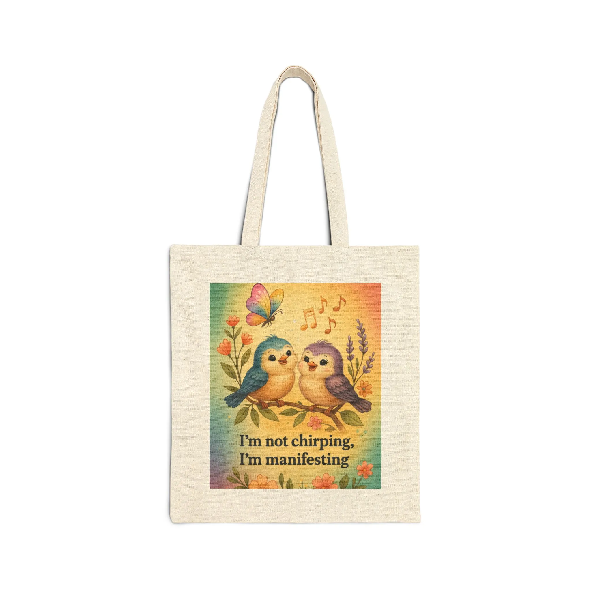 Manifesting Love Tote Bag, Cute Bird Design for Shopping, Eco-Friendly Gift, Spring/Summer Vibes, Perfect for Manifestation, Bird Lover's - Image 2