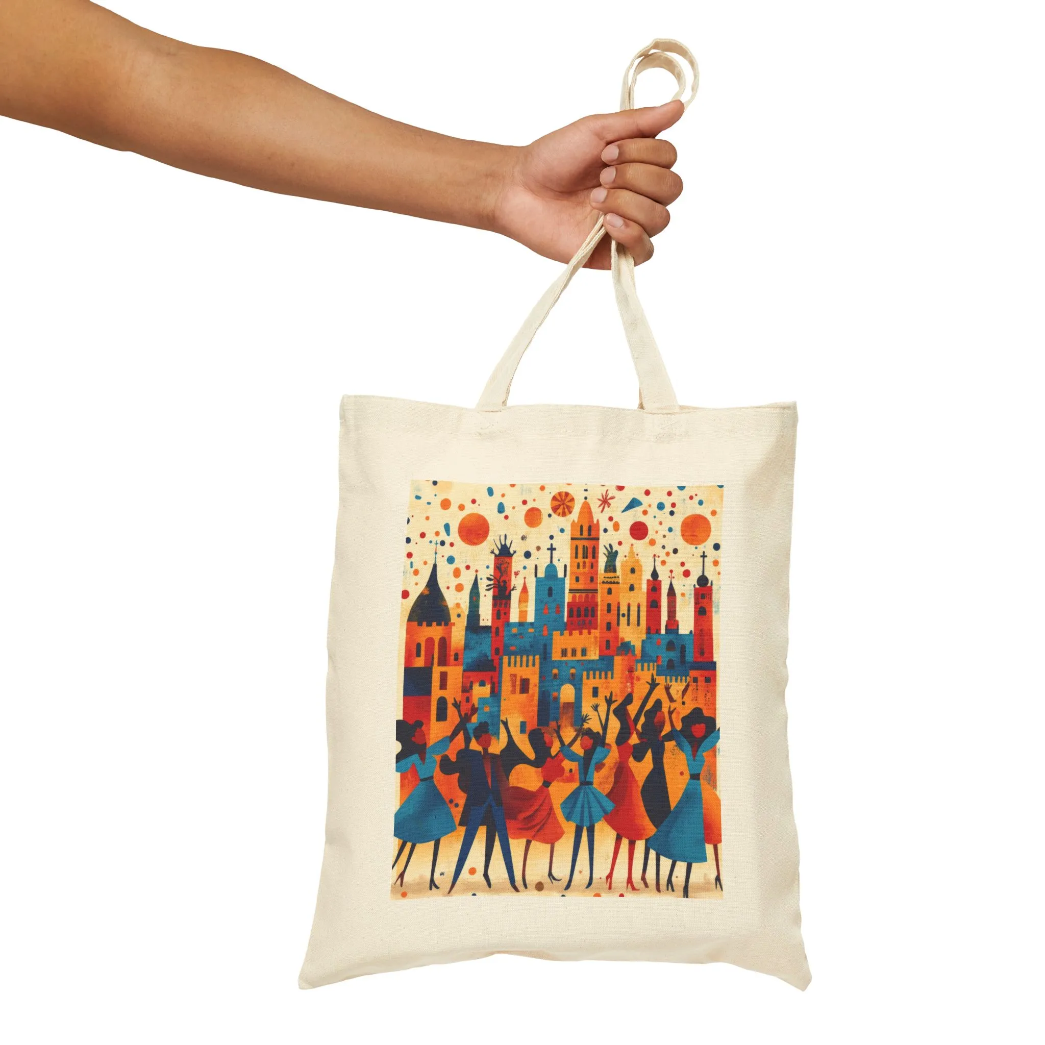 Colorful Dance Scene Cotton Canvas Tote Bag, Eco-Friendly Shopping Bag, Artsy Gift, Everyday Use Tote, Festival Tote Bag, Stylish Beach Bag - Image 4