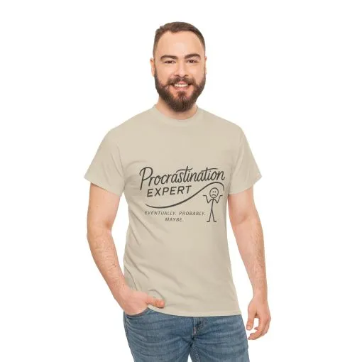 Procrastination Expert Men's Tee, Funny Shirt for Slackers, Gift for Students, Men's Comfortable Casual Wear, Laughs for Every Occasion - Image 4