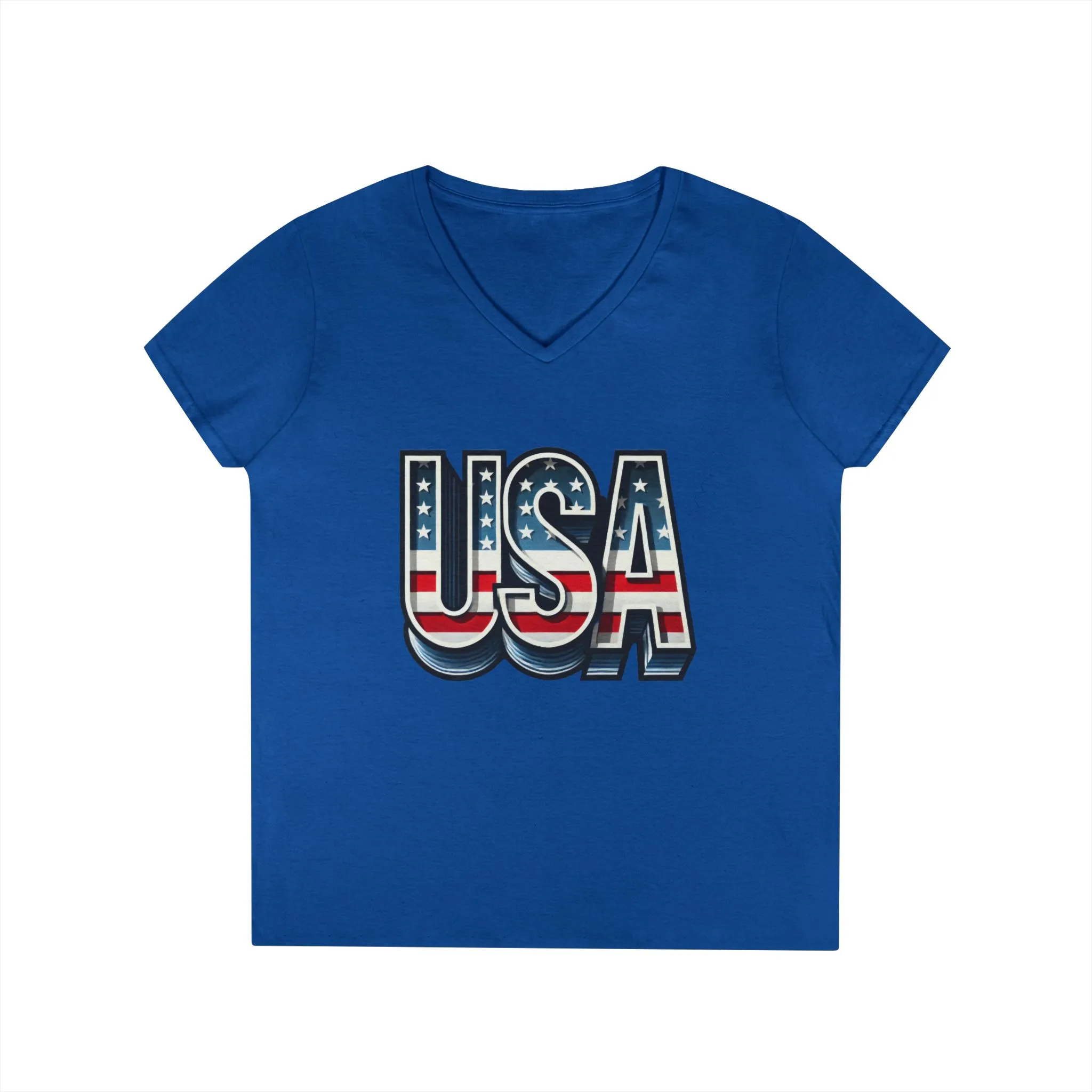 USA Patriotic V-Neck T-Shirt for Ladies, July 4th Celebration Tee, Casual Summer Shirt, Graphic Tee - Image 16