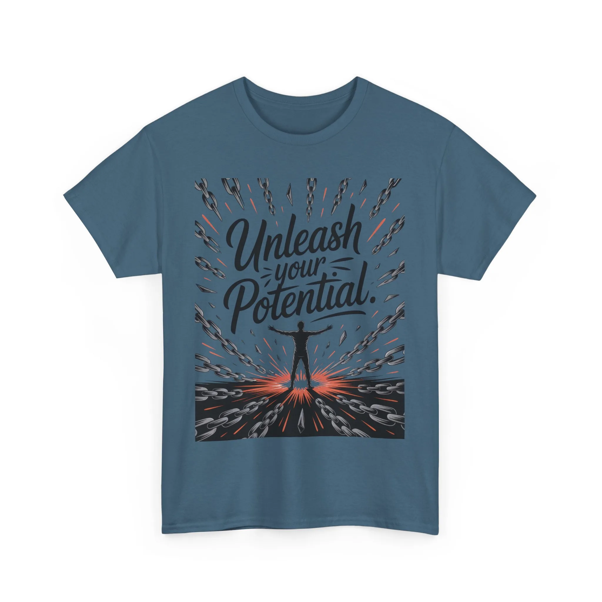 Inspiring Men s Heavy Cotton Tee, Unleash Your Potential Motivation Shirt, Gift for Graduates, Personal Growth Apparel, Casual Wear - Image 15