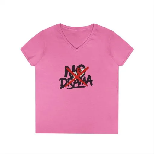 No Drama Ladies' V-Neck T-Shirt, Casual Graphic Tee, Perfect for Everyday Vibes, Gift Idea for Friends, Fun Statement Top, Mood Daily Modes - Image 14