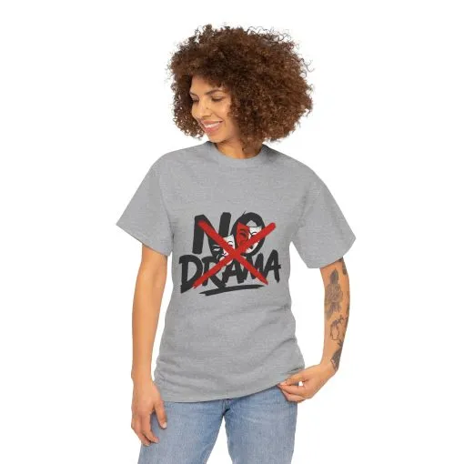 No Drama Unisex Heavy Cotton Tee, Casual Shirt, Gift for Friends, Relaxed Fit, Comfort Wear, Everyday Style - Image 5