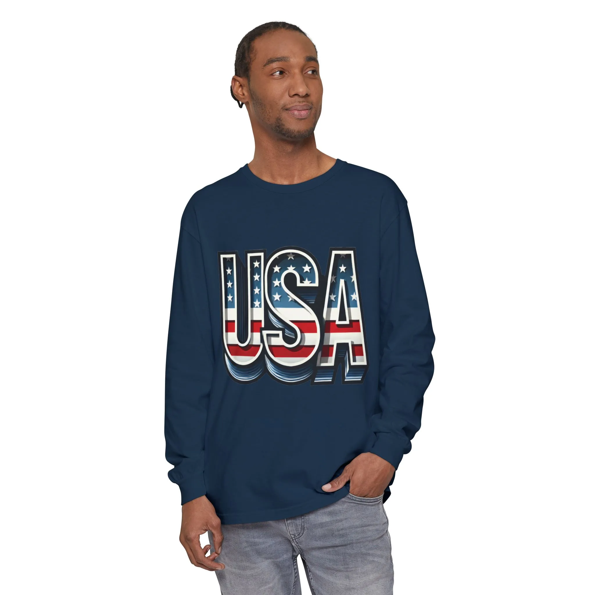 Patriotic Long Sleeve Unisex T-Shirt, USA Design, Unisex Tee for Independence Day, Memorial Day, Family Celebrations, Casual Wear - Image 14