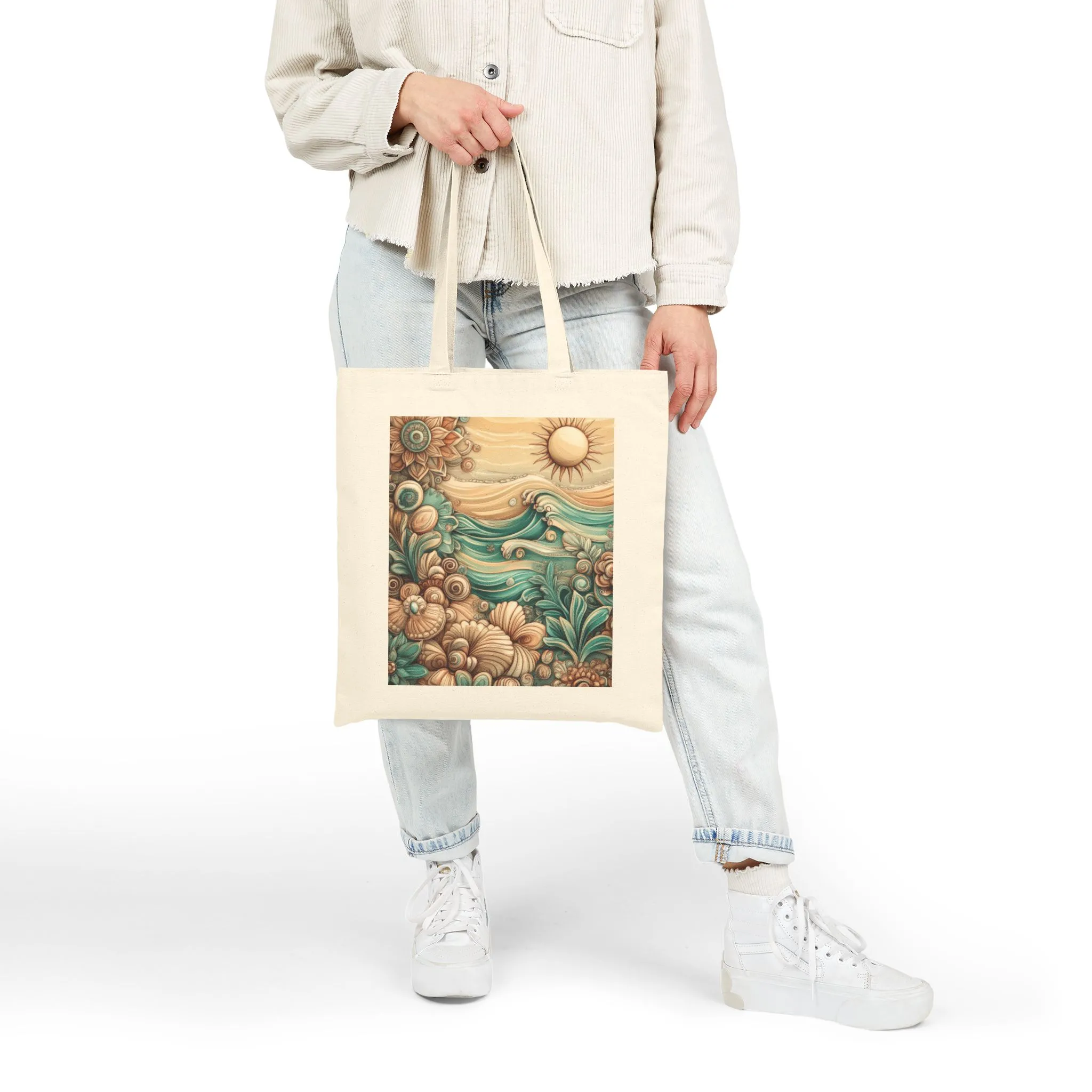 Bohemian Tote Bag, Eco-Friendly Cotton Canvas Bag, Beach Tote, Shopping Bag, Gift for Her, Summer Accessory - Image 3