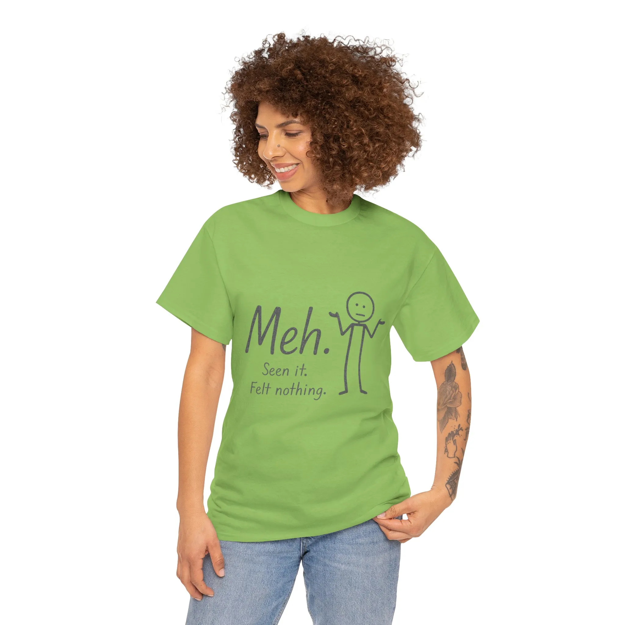 Funny Women's Heavy Cotton Tee, 'Meh' Graphic Shirt, Perfect Gift for Sarcastic Friends, Casual Wear, Birthdays, Everyday Humor, Comfy Tee - Image 14