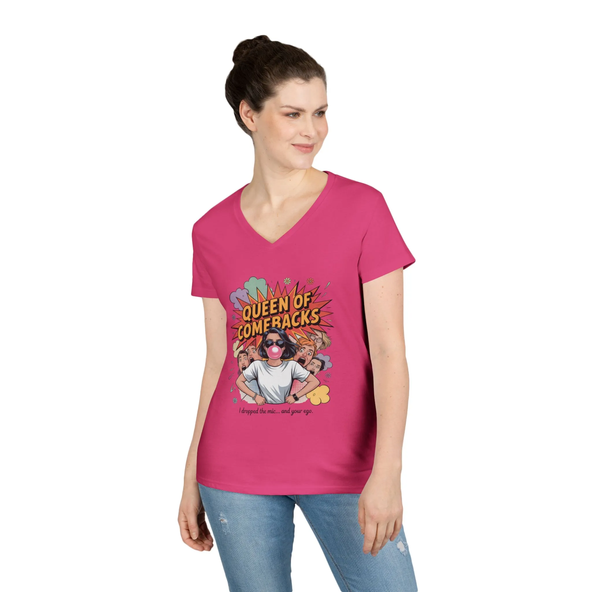 Queen of Comebacks V-Neck T-Shirt, Funny Graphic Tee, Gift for Friends, Humor Apparel, Casual Wear, Comedic Shirt - Image 16