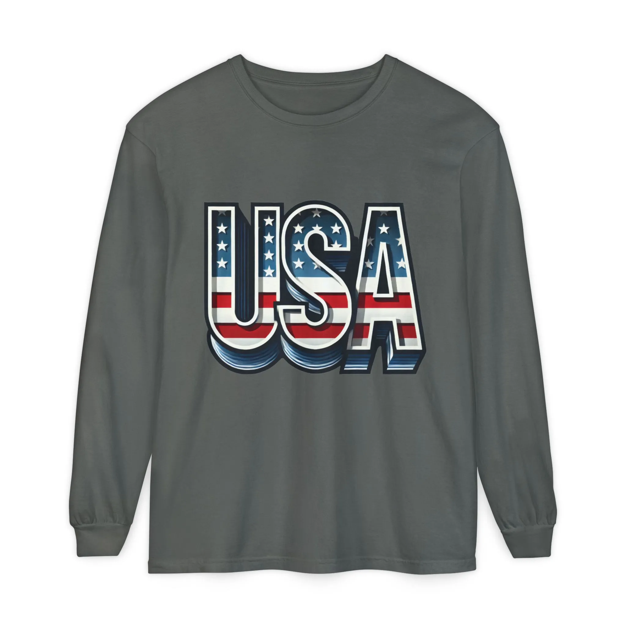 Patriotic Long Sleeve Unisex T-Shirt, USA Design, Unisex Tee for Independence Day, Memorial Day, Family Celebrations, Casual Wear - Image 4