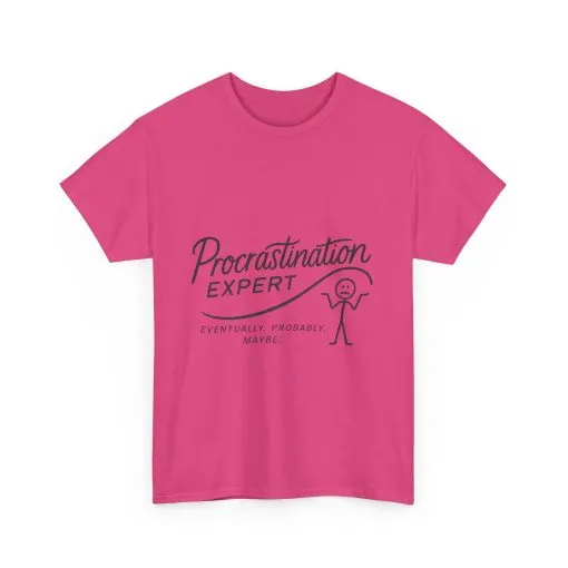 Procrastination Expert Women's Heavy Cotton Tee, Funny T-Shirt, Gift for Students, Casual Wear, Comfy Everyday Tee, Humor Shirt - Image 33