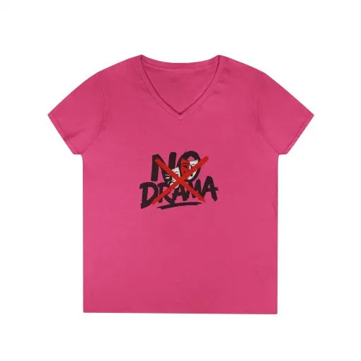 No Drama Ladies' V-Neck T-Shirt, Casual Graphic Tee, Perfect for Everyday Vibes, Gift Idea for Friends, Fun Statement Top, Mood Daily Modes - Image 16