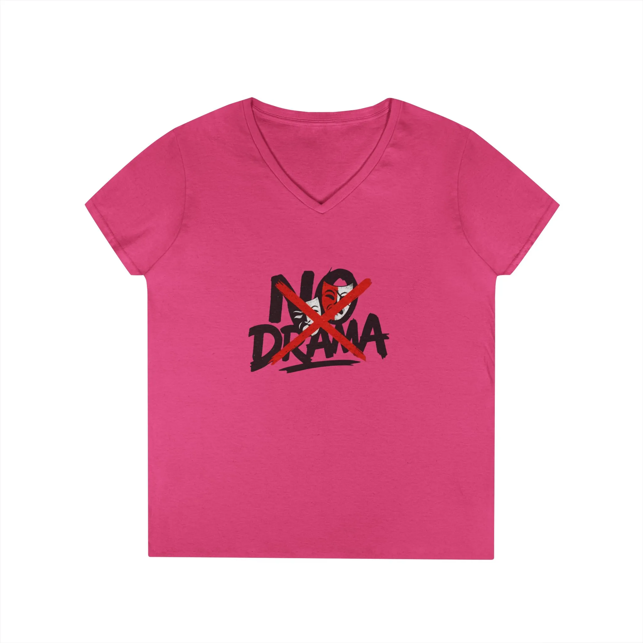 No Drama Ladies' V-Neck T-Shirt, Casual Graphic Tee, Perfect for Everyday Vibes, Gift Idea for Friends, Fun Statement Top, Mood Daily Modes - Image 16