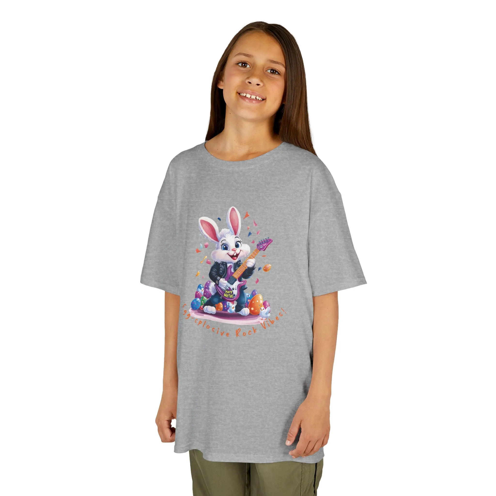 Explosive Rock Vibes Kids Tee - Fun Bunny Graphic T-Shirt for Young Rockstars, Gift for Easter, Rock Star Easter Bunny - Image 2