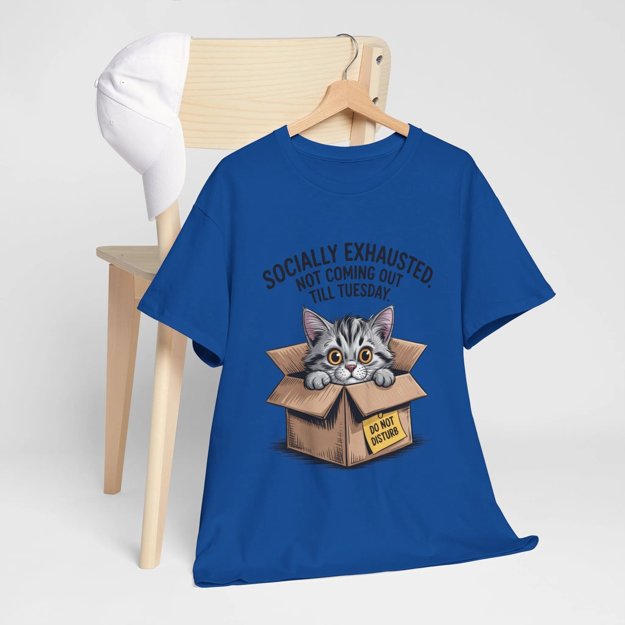 Socially Exhausted Cat Women's Tee, Funny Cat Shirt, Women's Graphic Tee, Gift for Introverts, Cute Animal T-Shirt, Weekend Wear - Image 21
