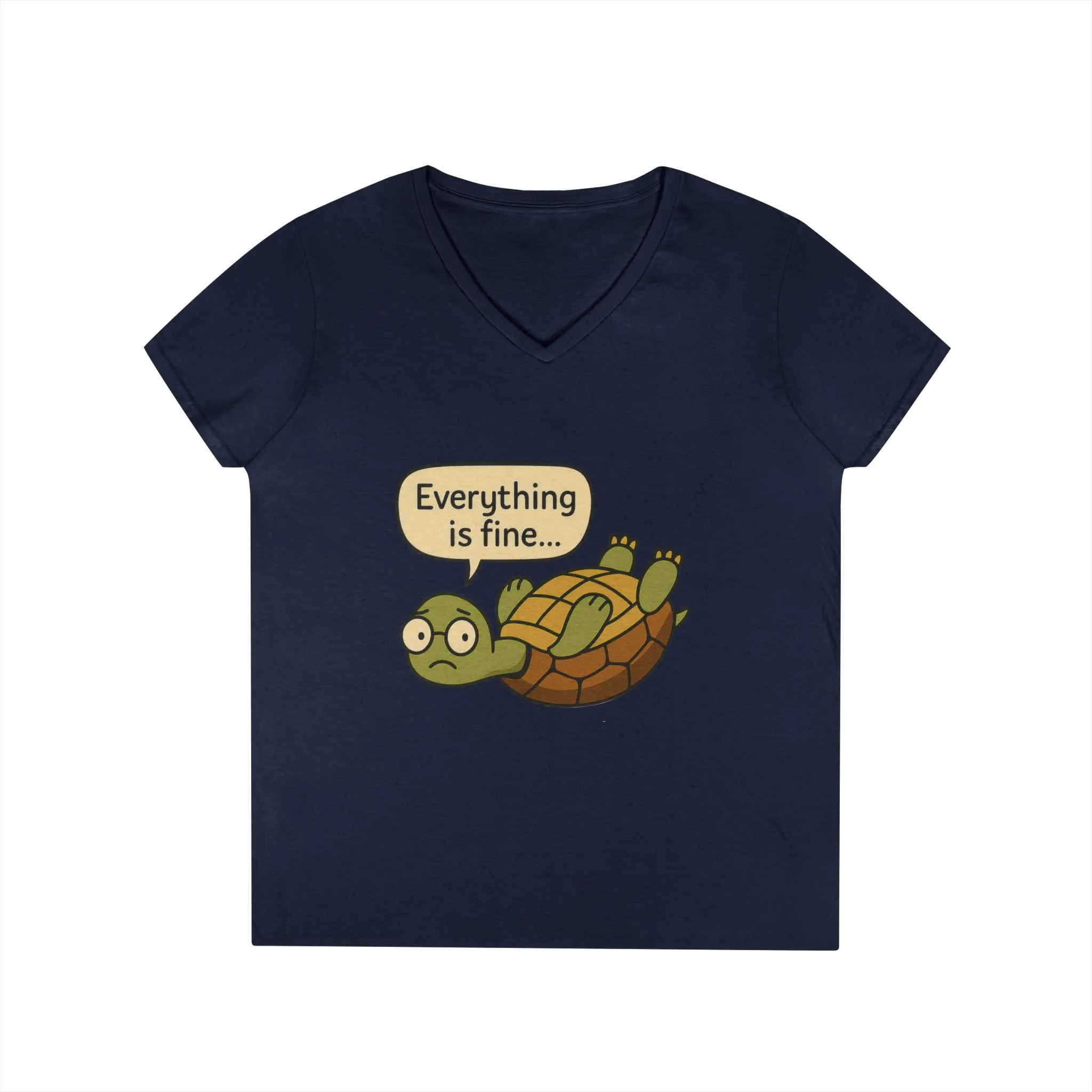 Cute & Comfy Turtle V-Neck T-Shirt - "Everything is fine..." design, Gift for Animal Lovers, Casual Wear, Fun Quotes, Positive message tee - Image 14