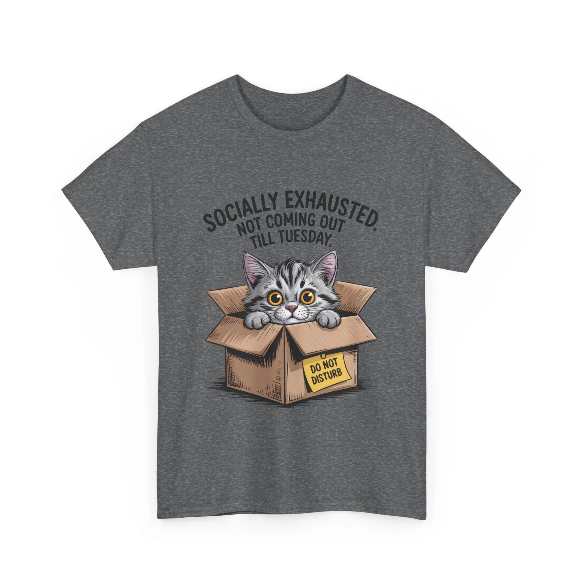 Socially Exhausted Cat Women's Tee, Funny Cat Shirt, Women's Graphic Tee, Gift for Introverts, Cute Animal T-Shirt, Weekend Wear - Image 15