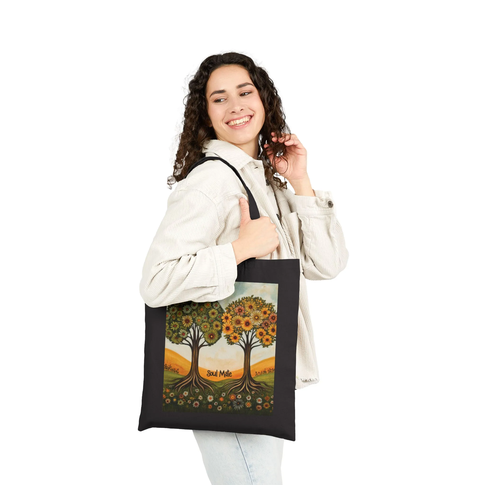Soul Mate Canvas Tote Bag, Eco-Friendly Shopping Bag, Gift for Friends, Beach Tote, Artwork Design, Reusable Bag - Image 8