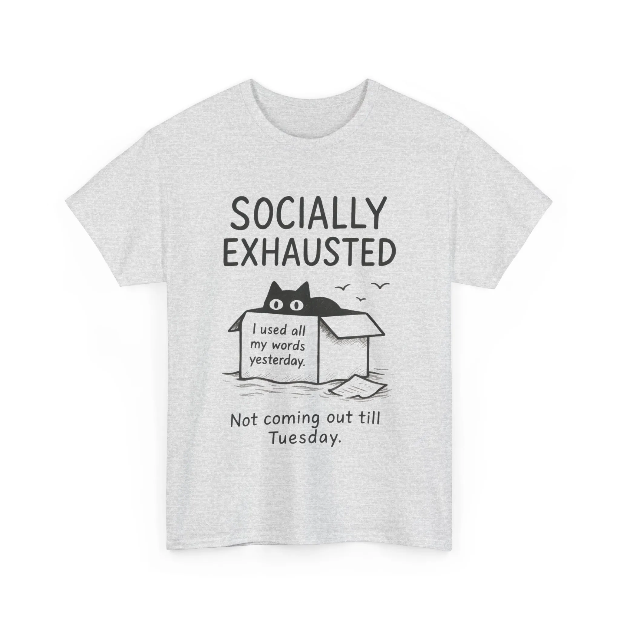 Socially Exhausted Tee, Perfect for Introverts, Gift for Shy Friends, Anxiety Relief Shirt, Funny Quote T-Shirt, Casual Wear, Unisex T-Shirt - Image 8