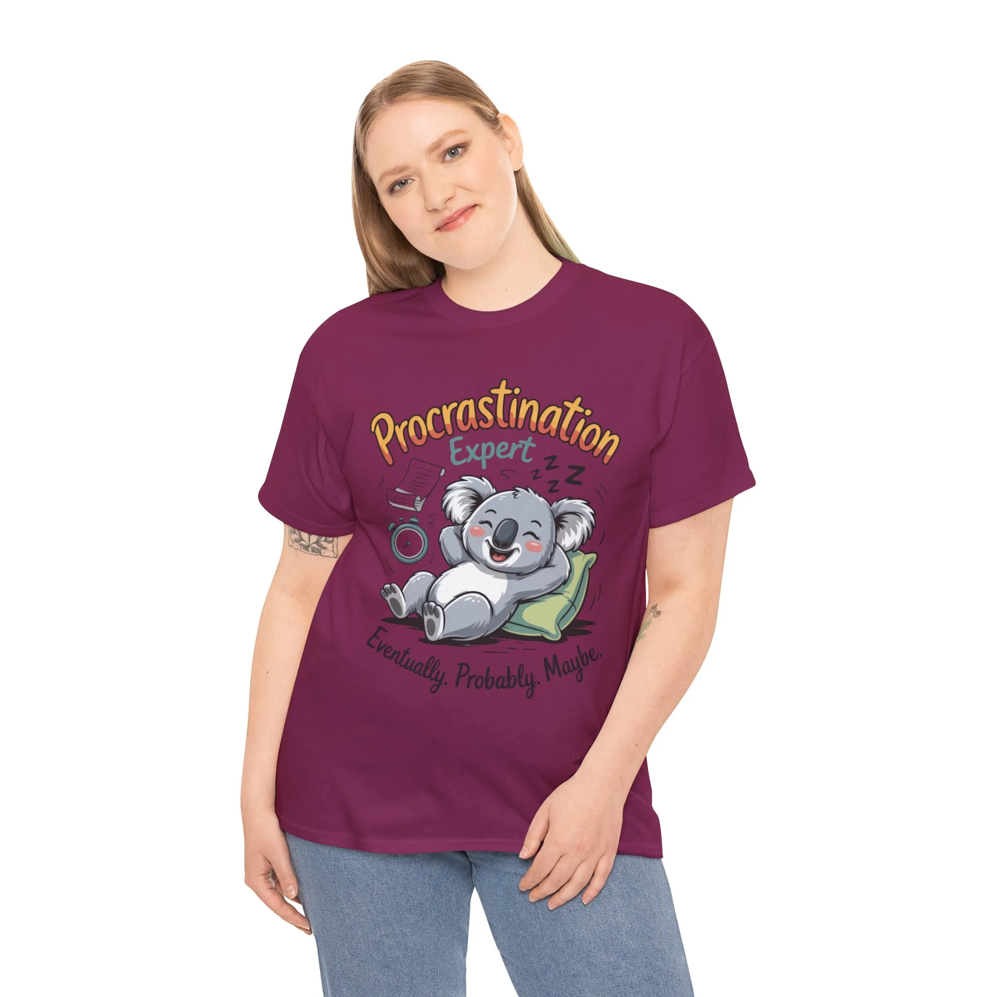 Procrastination Expert Cotton Tee, Funny T-Shirt, Cute Koala Design, Gift for Students, Relaxed Fit Shirt, Gift for Animal Lovers - Image 31