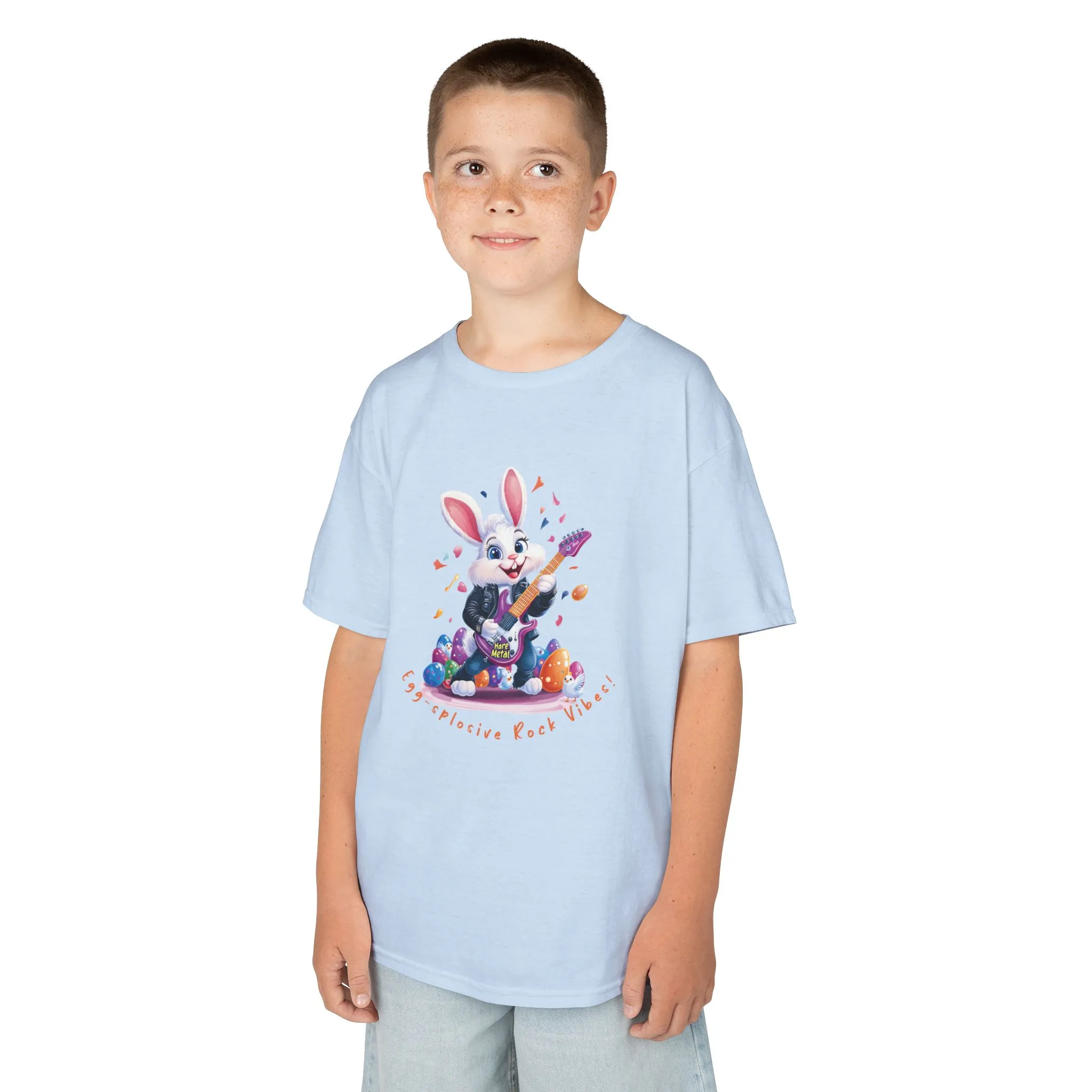 Explosive Rock Vibes Kids Tee - Fun Bunny Graphic T-Shirt for Young Rockstars, Gift for Easter, Rock Star Easter Bunny - Image 11