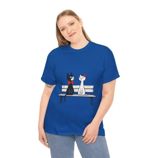 Cute Cat Lovers Tee, Unisex Heavy Cotton Tee for Pet Owners, Funny Cat Shirt, Gift for Cat Lovers, Casual T-Shirt, Animal Art Tee - Image 16