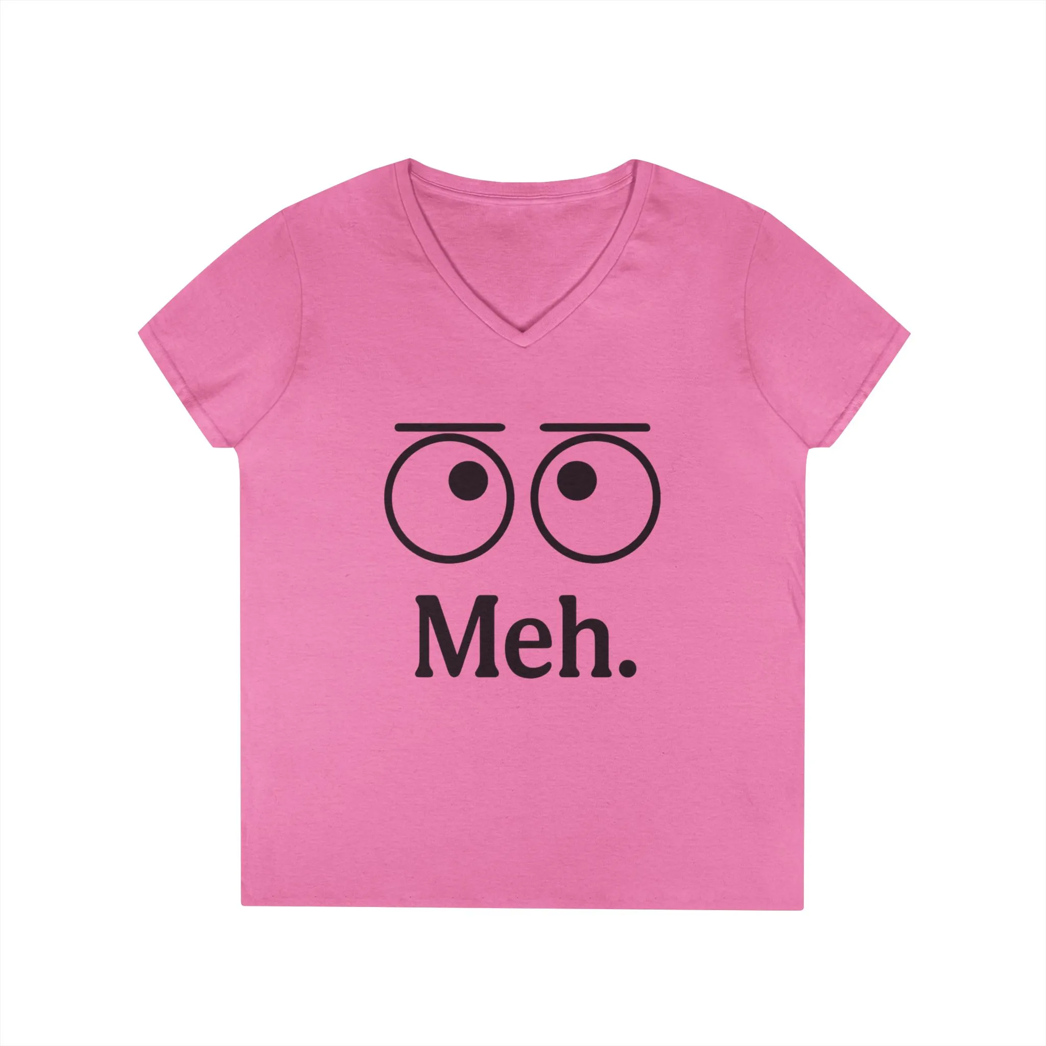Funny Ladies' V-Neck T-Shirt - "Meh." Graphic, Casual Humor Tee, Gift for Her, Everyday Wear, Cute Top - Image 24