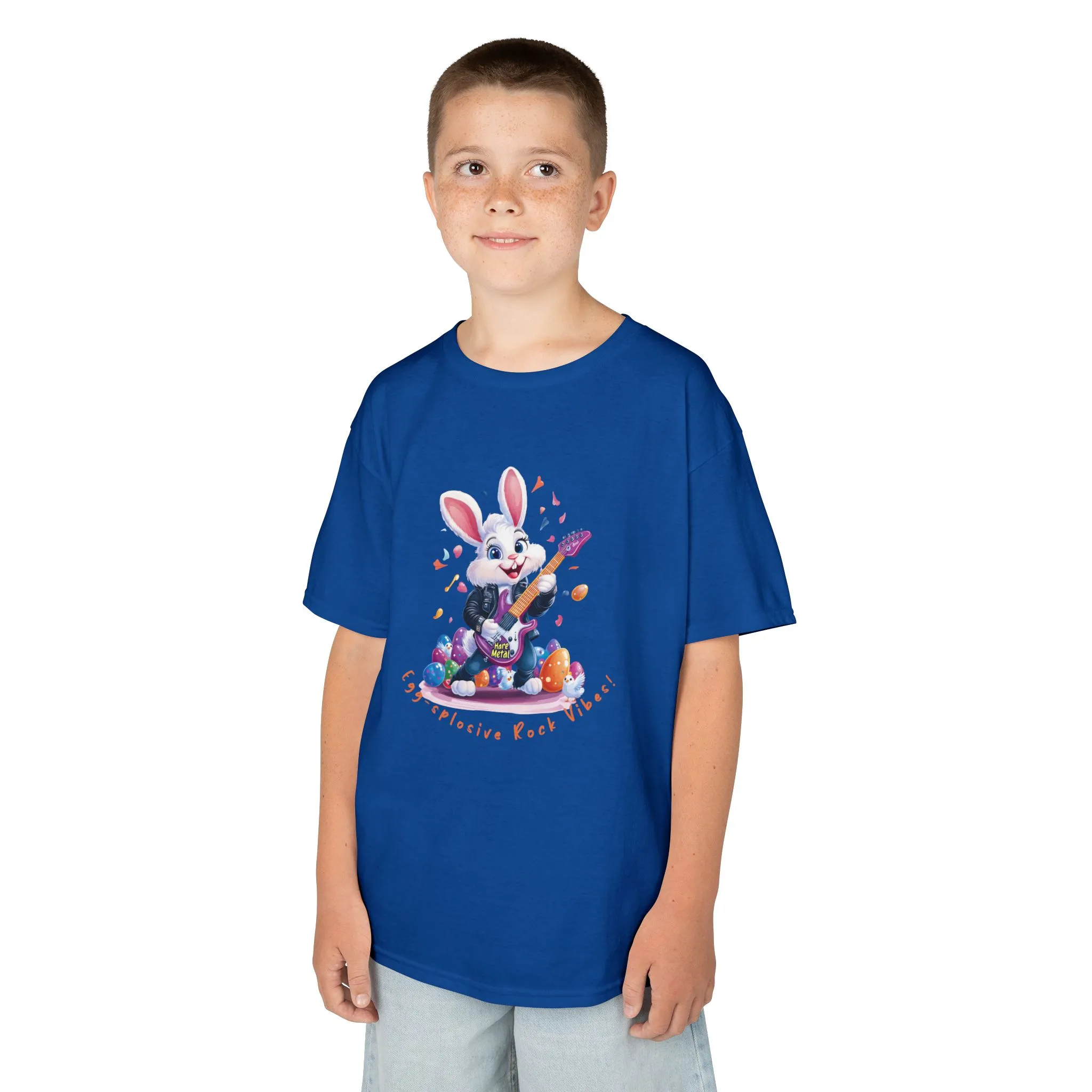 Explosive Rock Vibes Kids Tee - Fun Bunny Graphic T-Shirt for Young Rockstars, Gift for Easter, Rock Star Easter Bunny - Image 14