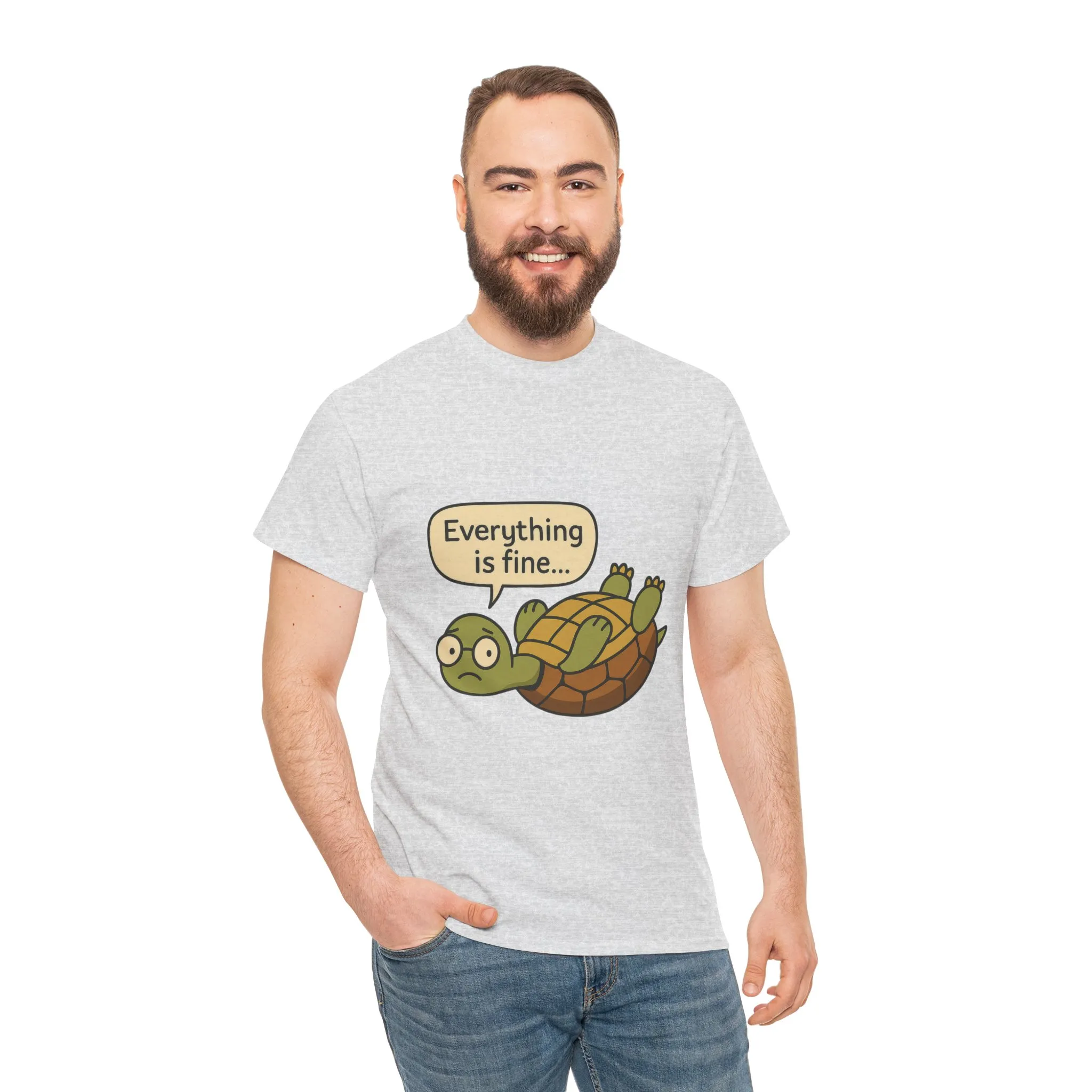 Everything is Fine Turtle Tee, Funny Unisex Cotton Tee, Cute Animal Shirt, Gift for Nature Lovers, Great for Humor, Positive message t-shirt - Image 7