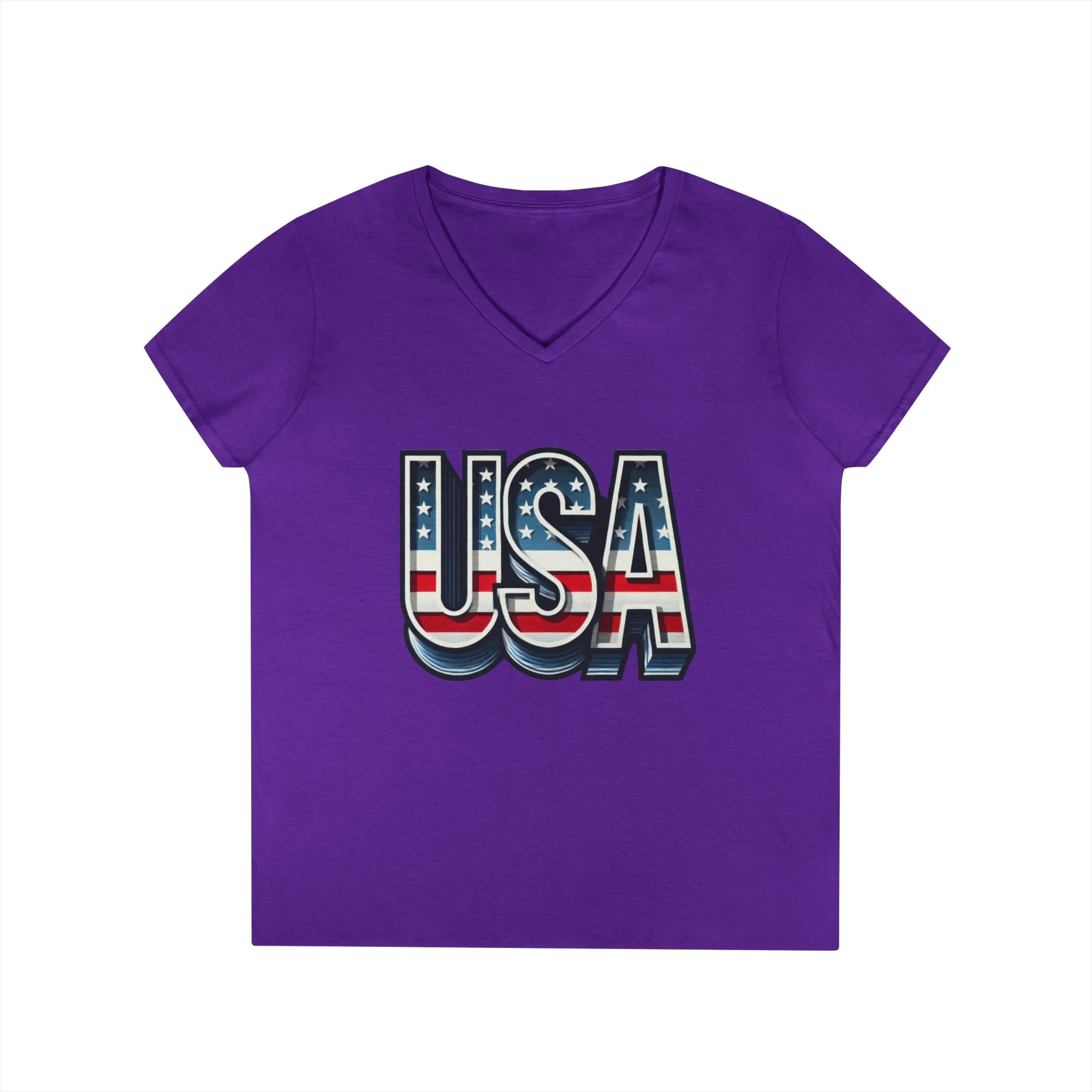 USA Patriotic V-Neck T-Shirt for Ladies, July 4th Celebration Tee, Casual Summer Shirt, Graphic Tee - Image 22