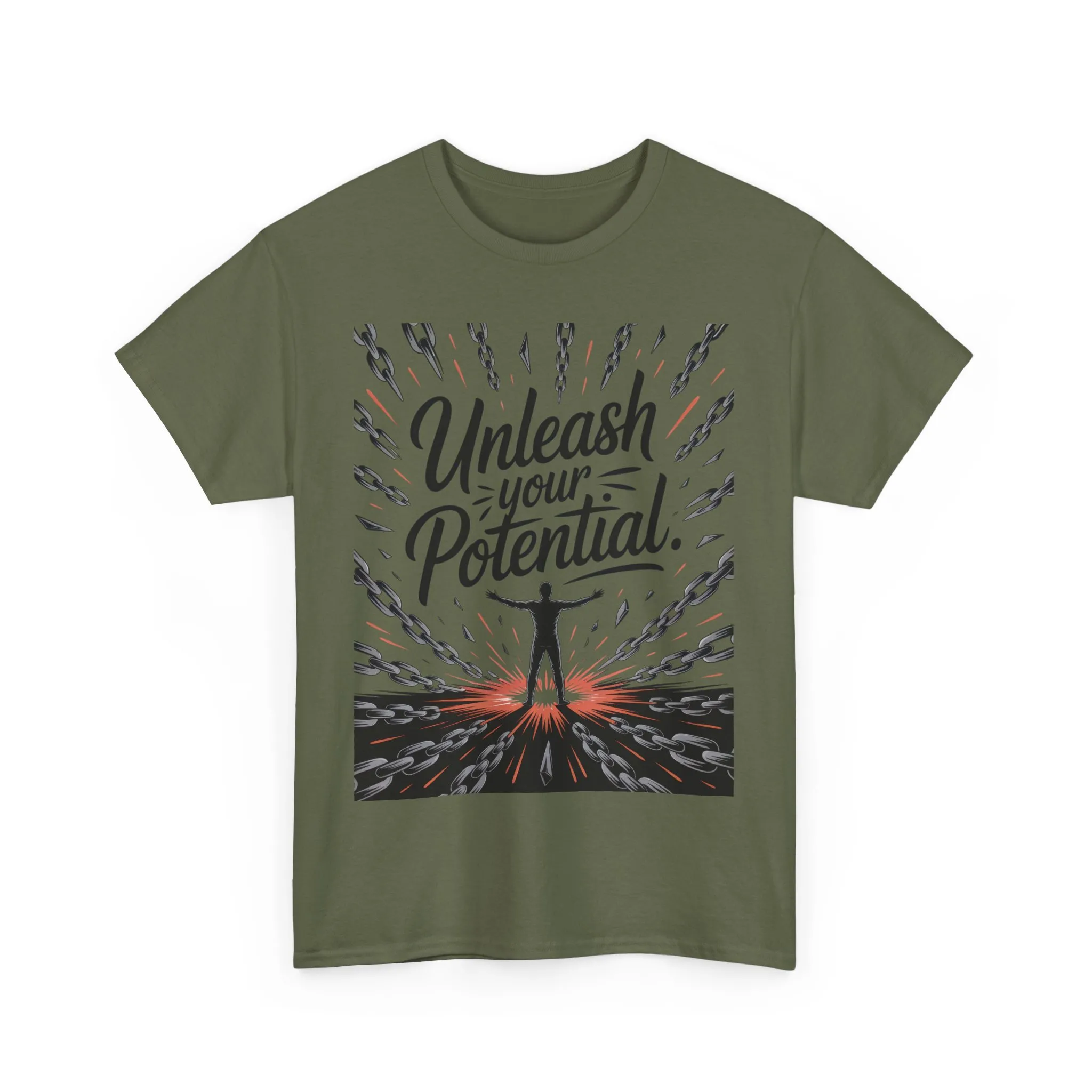 Inspiring Men s Heavy Cotton Tee, Unleash Your Potential Motivation Shirt, Gift for Graduates, Personal Growth Apparel, Casual Wear - Image 3