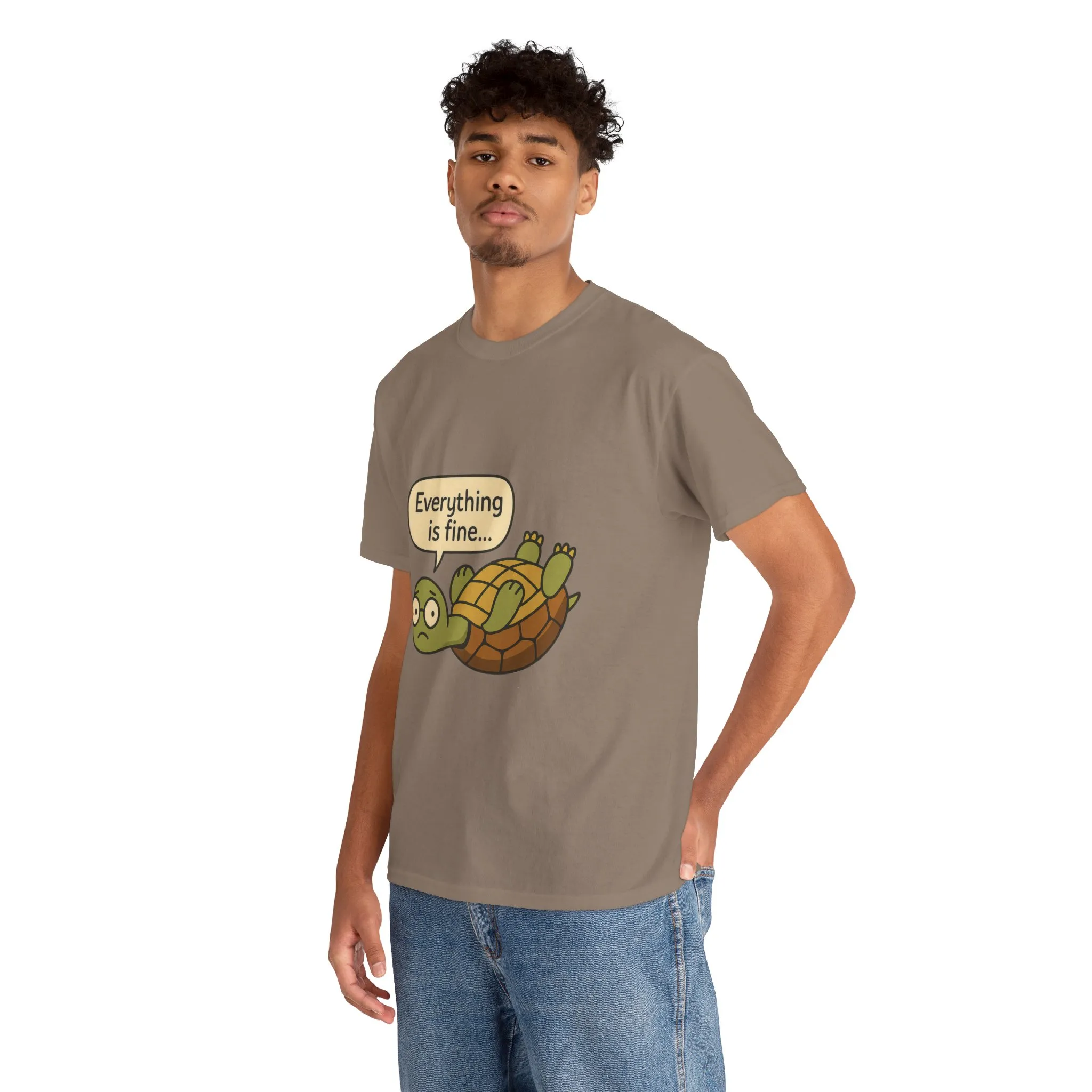 Everything is Fine Turtle Tee, Funny Unisex Cotton Tee, Cute Animal Shirt, Gift for Nature Lovers, Great for Humor, Positive message t-shirt - Image 13