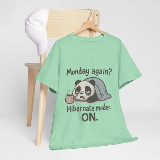 Funny Panda Hibernate Tee, Cute Animal Shirt, Unisex Cotton Tee, Gift for Lazy Days, Monday Motivation T-shirt - Image 3