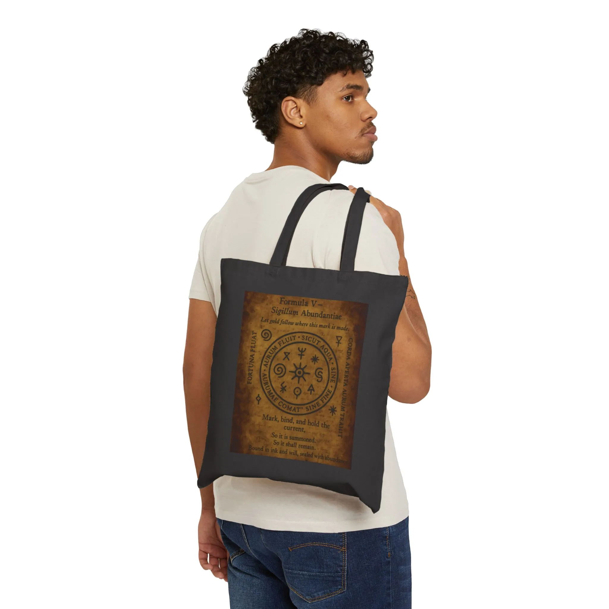 Mystic Abundance Sigil Tote Bag, Wealth Spell Symbol, Witchy Canvas Bag, Prosperity Magic Seal, Boho Gift, Mystical Symbol Cotton Canvas Bag - Image 4