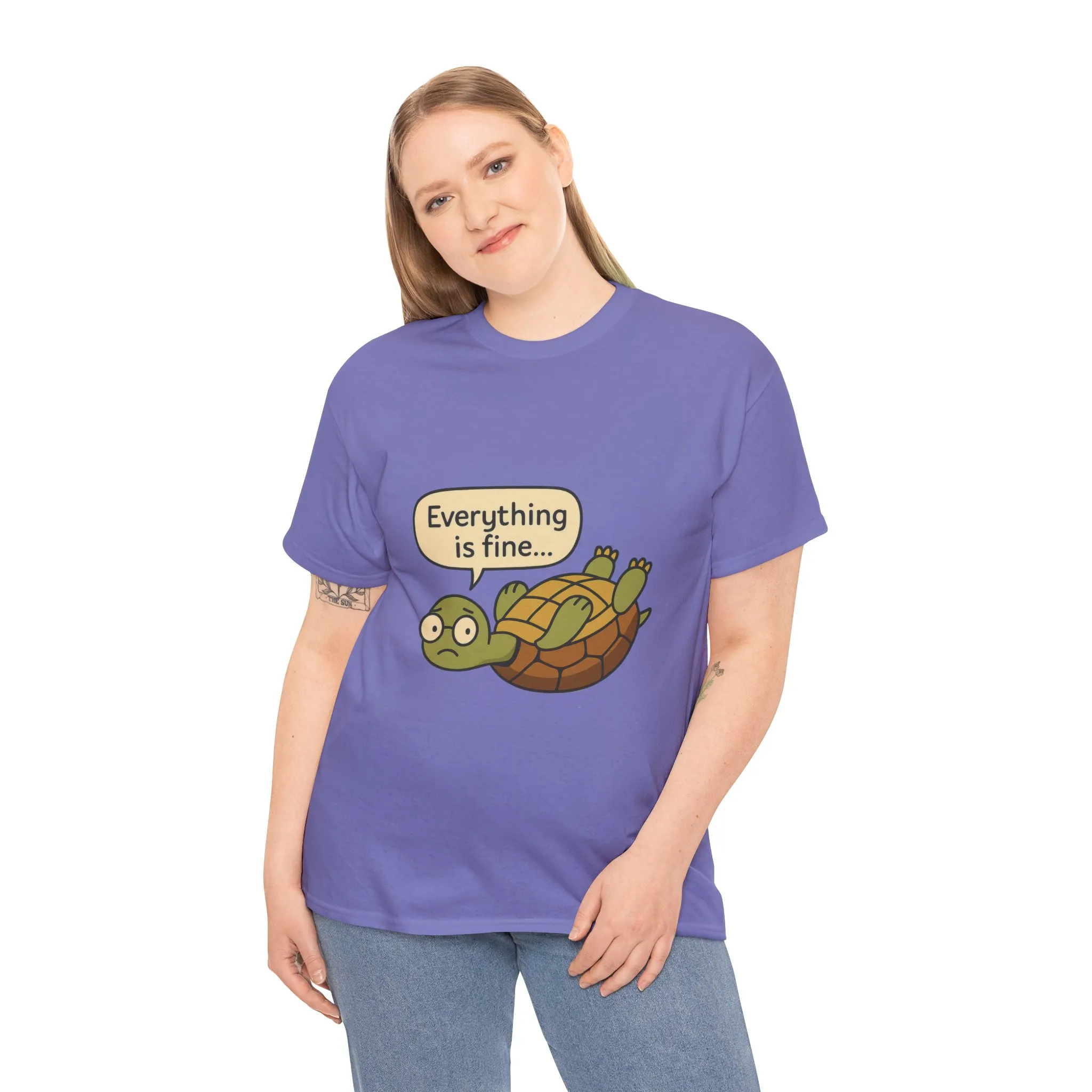 Everything is Fine Turtle Tee, Funny Unisex Cotton Tee, Cute Animal Shirt, Gift for Nature Lovers, Great for Humor, Positive message t-shirt - Image 32