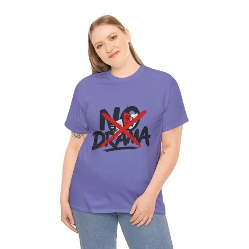 No Drama Unisex Heavy Cotton Tee, Casual Shirt, Gift for Friends, Relaxed Fit, Comfort Wear, Everyday Style - Image 17